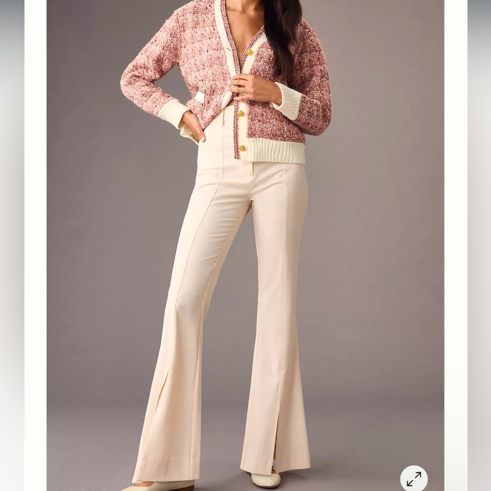 Significant Other US 12 NEW Rozalia Flare Pants High Waist‎ Slit Cut Peachy Pink
